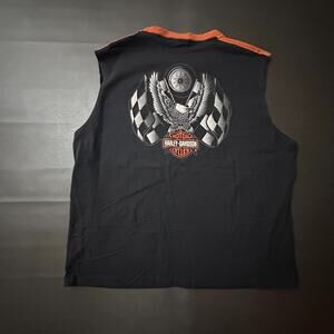 Vintage Harley Davidson Shirt Mens 2XL Black Sleeveless Biker Y2k Eagle Wings